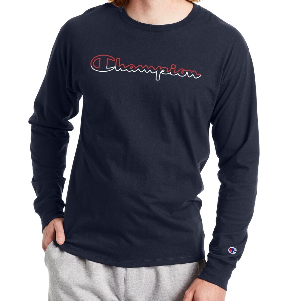 Champion Crew Neck Script Logo Sweatshirt New
